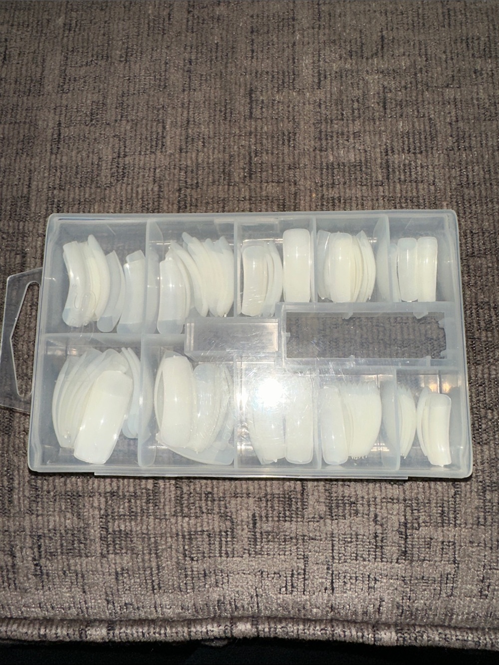 Clear White False Nail Tips with Storage Case - Assorted Sizes